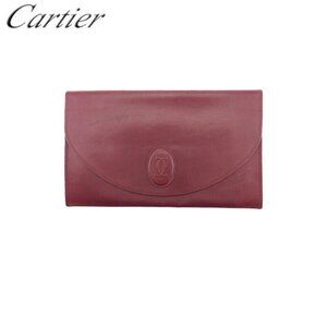 Cartier Clutch Bag Mustline Bordeaux Leather Authentic Used
